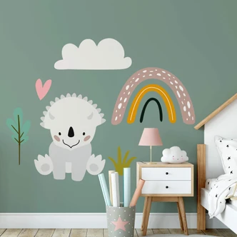 Muursticker Dino onder de Regenboog 