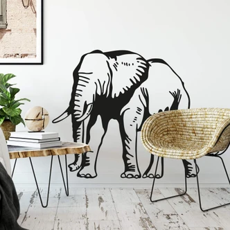 Muursticker Olifanten Silhouet 