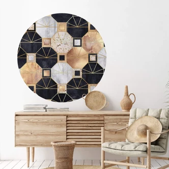 Wandtattoo Fredriksson - Art Deco: Gold und Schwarz - rund 