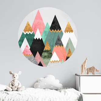 Wall sticker Round - Fredriksson - Colourful Mountains 