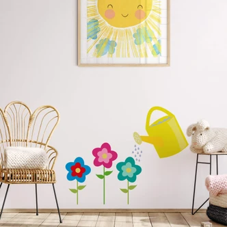 Wandtattoo Giesßkanne mit Blumen 