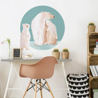 Wandtattoo Goed Blauw - Eisbärenfamile 