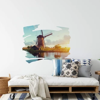 Wandtattoo Holländische Windmühle querschraffiert 