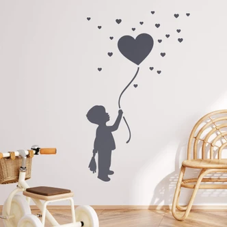 Wall sticker Boy with heart balloon Wall sticker Boy with heart balloon