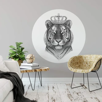 Zelfklevende Muurcirkel Korenkova - Tiger King Zelfklevende Muurcirkel Korenkova - Tiger King