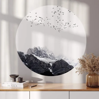 Zelfklevende Wandcirkel Kubistika - High in the Mountains 