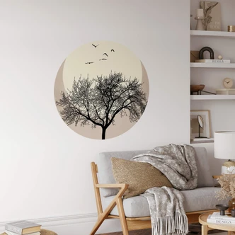 Zelfklevende Wandcirkel Kubistika - Winter Dream 