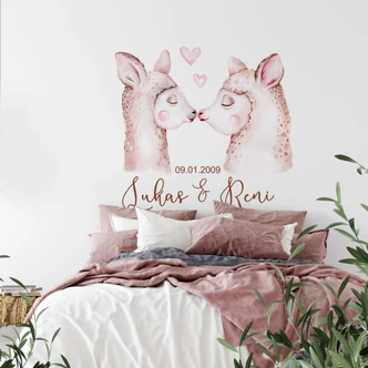 Muursticker Kvilis - Lama's in Love + Eigen Tekst 