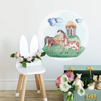 Zelfklevende Wandcirkel Kvilis - Bij de Schuur op de Boerderij Zelfklevende Wandcirkel Kvilis - Bij de Schuur op de Boerderij