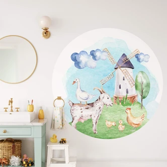 Zelfklevende Wandcirkel Kvilis - Bij de Molen op de Boerderij Zelfklevende Wandcirkel Kvilis - Bij de Molen op de Boerderij