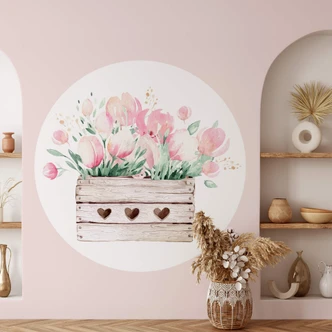 Wandtattoo Kvilis - Frühlingsgruß mit Tulpen - Rund 