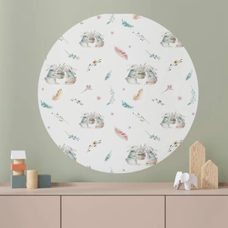 Adesivo murale Kvilis - Conigli tondo 