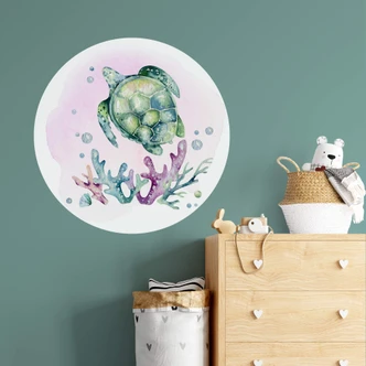 Zelfklevende Wandcirkel Kvilis - Zwemmende Schildpad Zelfklevende Wandcirkel Kvilis - Zwemmende Schildpad