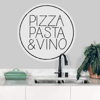 Wandtattoo Pizza Pasta und Vino - Weiss - Rund 