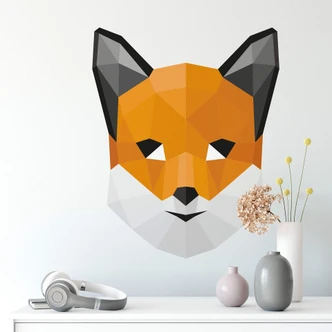 Muursticker Vos in geometrische vorm 