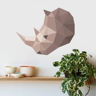 Muursticker Neushoorn in geometrische vorm 