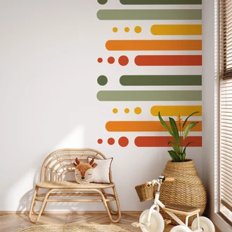 Wallsticker retro striber med prikker | regnbuefarver 