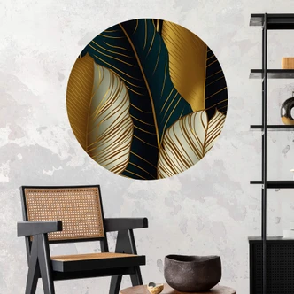 Wandtattoo Goldfarbene Palmenblätter Abstrakt - Rund 