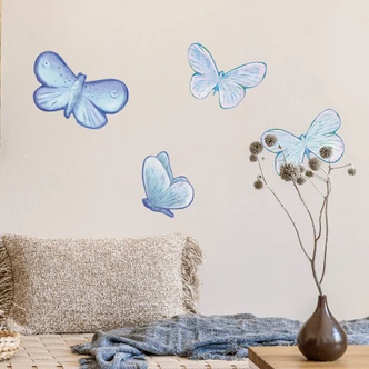 Muursticker Geillustreerde Vlinders (4 stuks) 