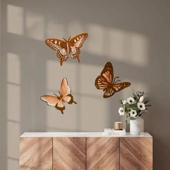 Muursticker Geillustreerde Vlinders Bruin (3 stuks) 