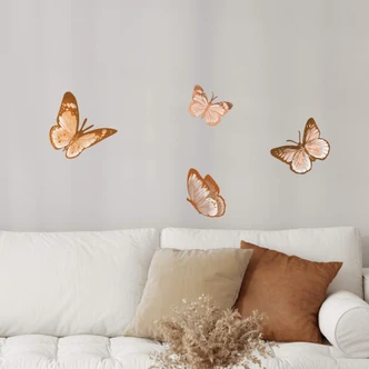 Muursticker Geillustreerde Vlinders Bruin (4 stuks) 