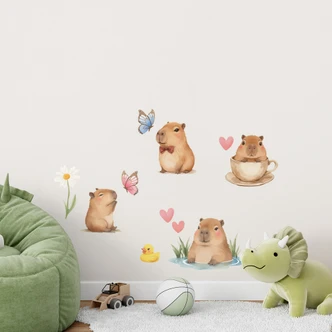 Wandtattoo Süße Capybaras im Frühling 