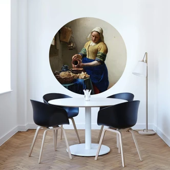 Wallsticker - Vermeer - Pigen med mælkekanden - Rund 