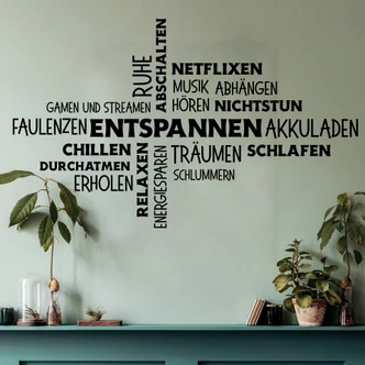 Wandtattoo Wortwolke Entspannen 