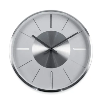 Reloj de pared moderno de aluminio, plata | redondo y silencioso | Ø30 cm 