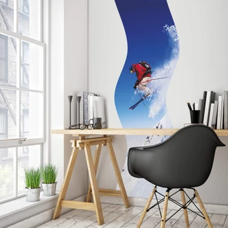 Sticker mural - Poster autocollant - Skieur Bannière 