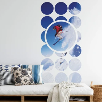 Sticker mural - Poster autocollant - Skieur Vignettes 1 