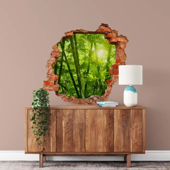 Sticker mural 3D Rayon de soleil dans la forêt de bambous  