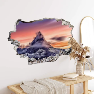 Sticker mural 3D Sommet de la montagne 