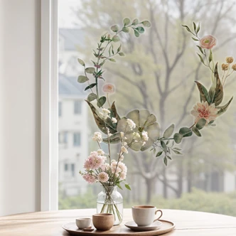 Fensterbild Zarter Blütenkranz Fensterbild Zarter Blütenkranz