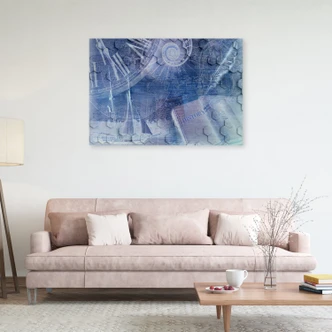 Leinwandbild, Abstrakt  Blau 3D 