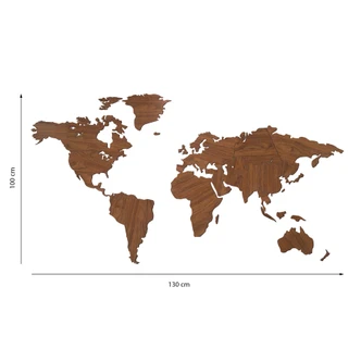 3D Holz Weltkarte braun - 130x100 cm 