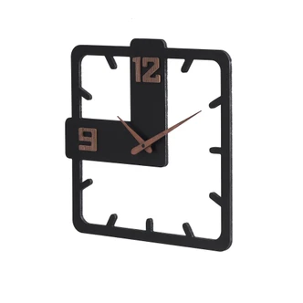 Holz-Wanduhr | MDF | mattschwarz, quadratisch, 40x40 cm 