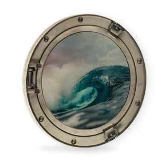 Holzbild 3D Optik - Das tosende Meer - Rund Holzbild 3D Optik - Das tosende Meer - Rund