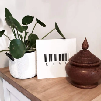 Houten Decoratieblok Streepjescode Live 