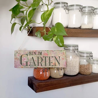 Targa in legno - Bin im Garten 