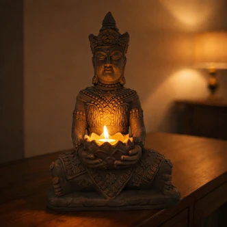 Meditierender Buddha aus Kunststein, betongrau | 41x30x45 cm Meditierender Buddha aus Kunststein, betongrau | 41x30x45 cm