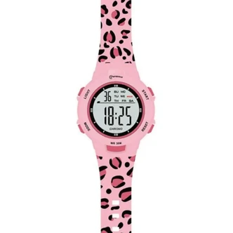 Sportarmbandsur | Digital klocka för barn och tonåringar | Rosa gepardmönster 