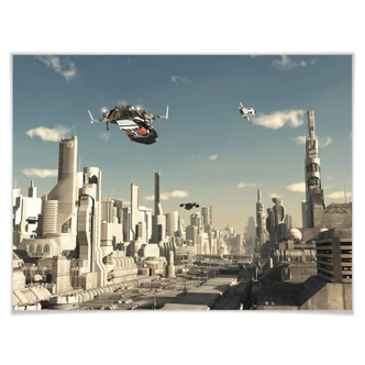 Poster - 3D landningsbana Sci-Fi City 