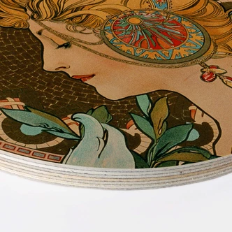 Wandcirkel Hout Mucha - Feathers 