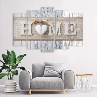 Wandbild 5-teilig, Herz Home Holz Bretter Vintage Wandbild 5-teilig, Herz Home Holz Bretter Vintage