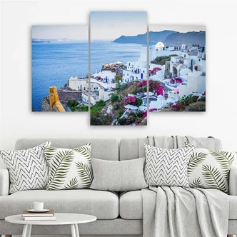3-delige canvas print, Santorini Griekenland zee 