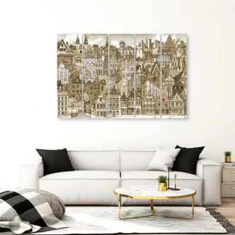 Leinwandbild 5 teilig, Fröhliche Stadt 