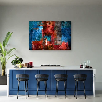 Leinwandbild, Rote handgemalt Abstrakt 