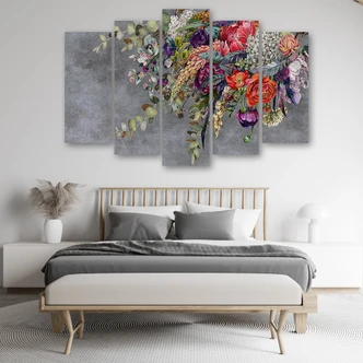 Leinwandbild 5 teilig, Blumenstrauß 