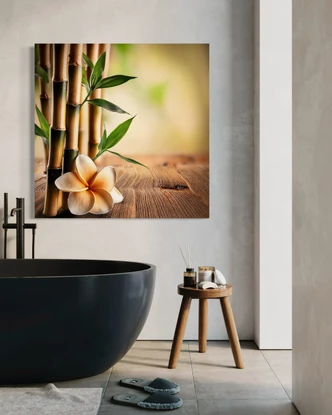 Leinwandbild Bambus Zen-Blumen 